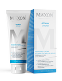 Maxon Atomax Cream 50ml with packaging, designed for eczema relief and soothing dry skin conditions. Fragrance-free and long-lasting moisturizing formula.